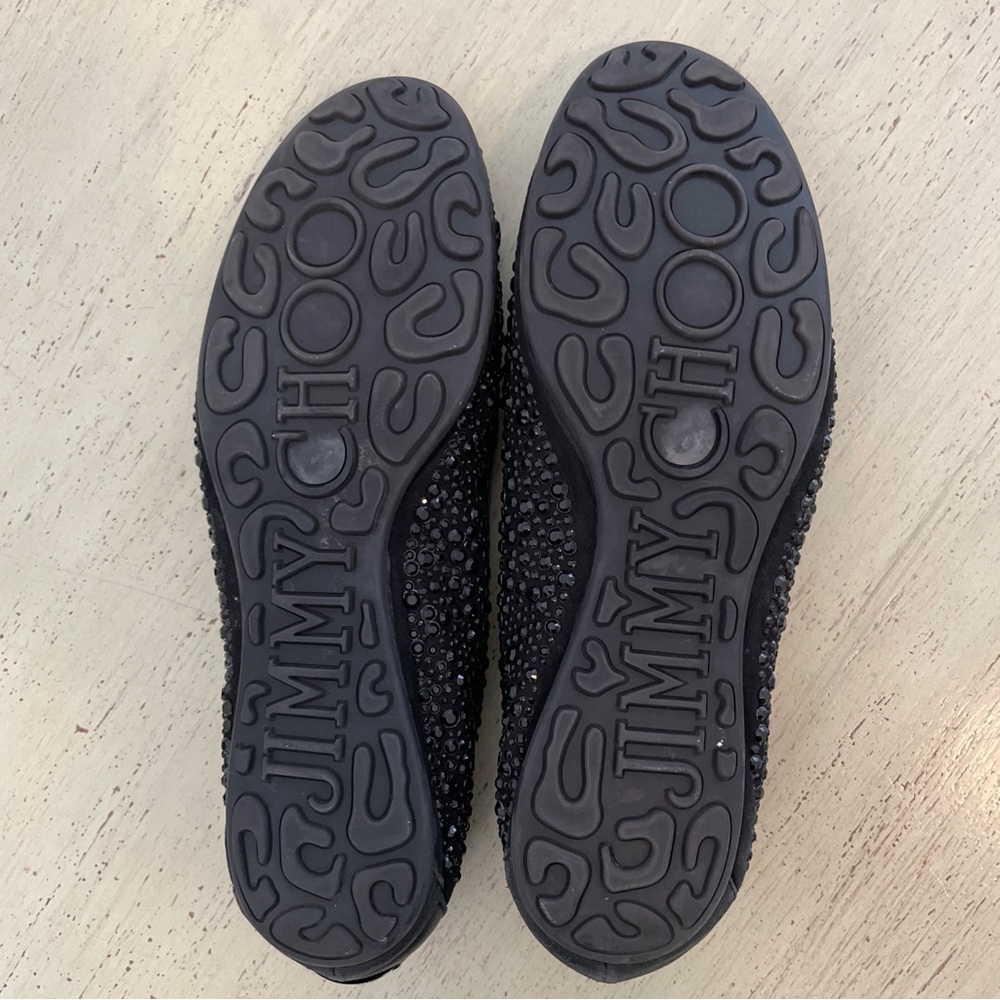 Jimmy Choo Weber Crystal Flats Rhinestone Jeweled Ballet Flat Shoes Size 37 1/2 - Picture 7 of 8